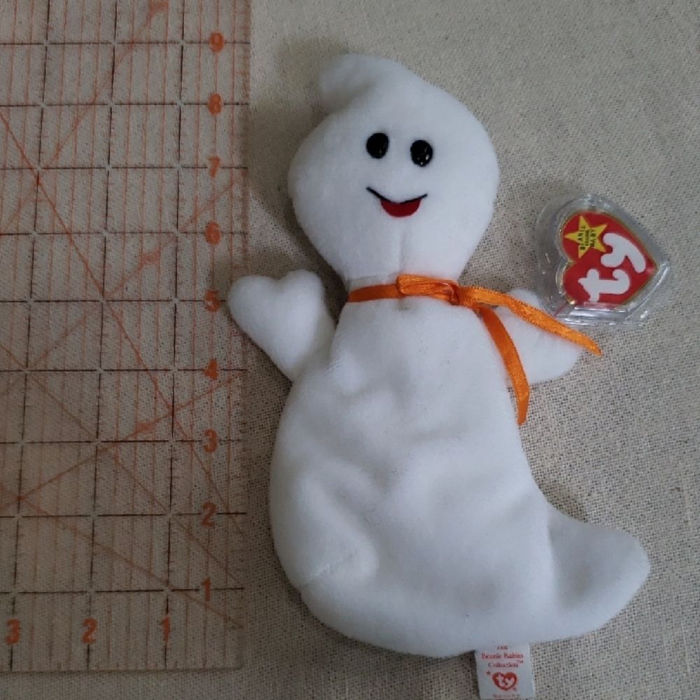 TY Beanie Babies Spooky Ghost Plush - White
